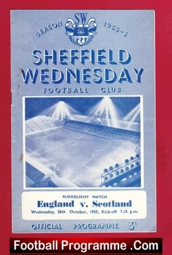 England v Scotland 1955 - Sheffield Wednesday Friendly - football programme
