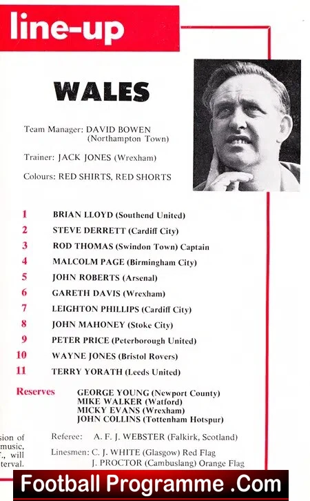 England v Wales 1969 - Under 23 Ashton Gate Bristol
