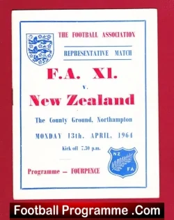 FA XI v New Zealand 1964 – at Northampton