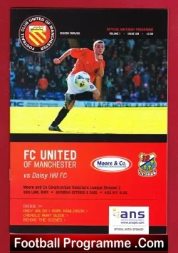 FC United Of Manchester v Daisy Hill 2005 - First Season - football programme