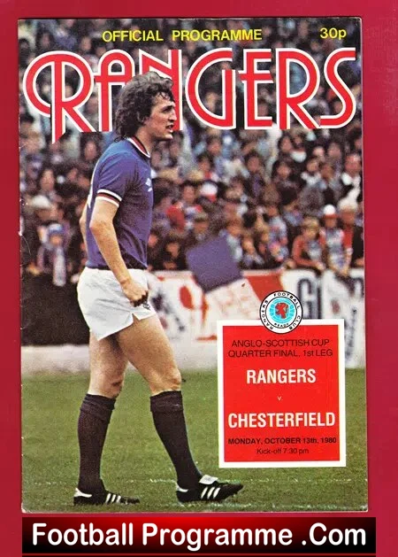 Glasgow Rangers v Chesterfield 1980 - Anglo Scottish Q Final 1st