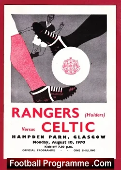 Glasgow Rangers v Glasgow Celtic 1970 Glasgow Old Firm Cup Final - football programme