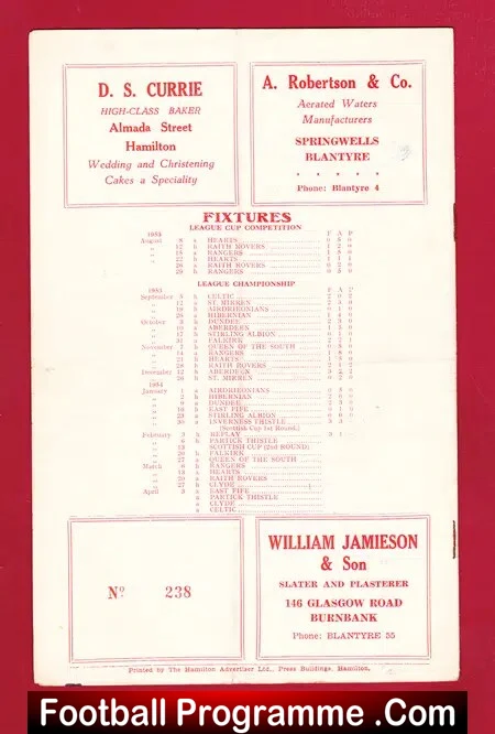 Hamilton Adcademical v Partick Thistle 1954 - Scotland