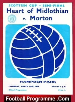 Heart Of Midlothian v Morton 1968 - Semi Final - Multi SIGNED