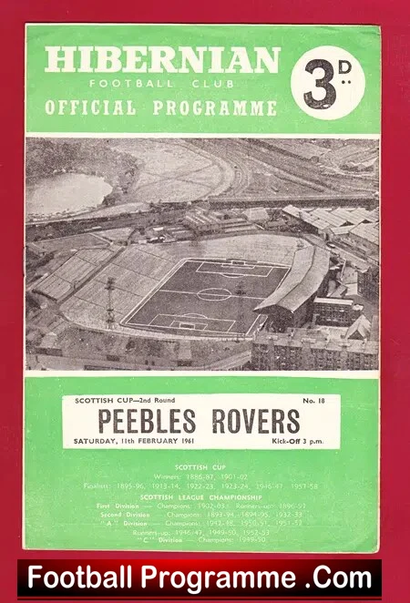 Hibernian Hibs v Peebles Rovers 1961 – Record Score 9 – 0