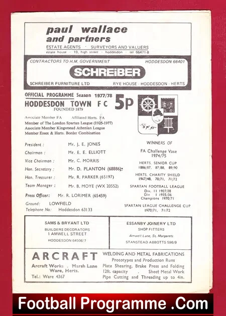 Hoddesdon Town v Billericay Town 1977
