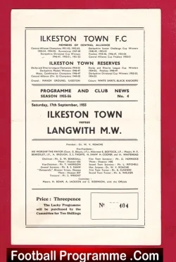Ilkeston Town v Langwith Miners 1955 - football programme