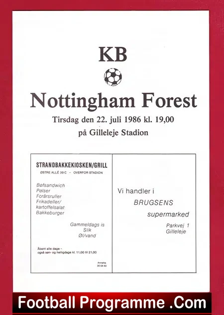 KB v Nottingham Forest 1986 – Friendly Match Sweden