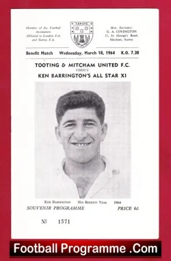 Ken Barrington Testimonial Benefit Match Tooting Mitcham 1964