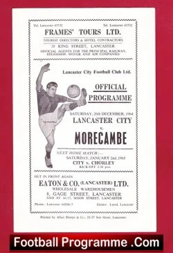 Lancaster City v Morecambe 1965 - football programme