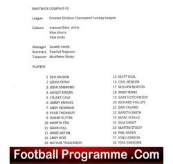 Lee Hall Sports Social v Whitwick Compass 2012 - Sunday Cup - football programme