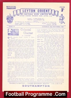 Leyton Orient v Southampton 1953 - football programme