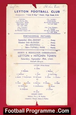 Leyton v Hitchin Town 1943 - Combination League 1940's - football programme