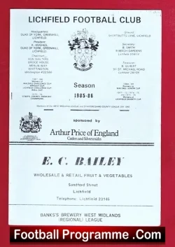 Lichfield v Gornal Athletic 1980s - football programme
