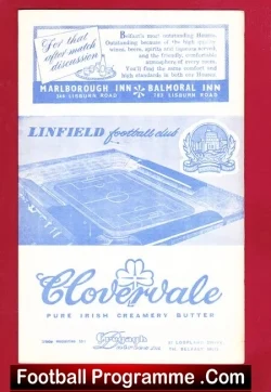 Linfield v Glentoran 1962 - Ireland - football programme