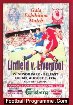 Linfield v Liverpool 1996 - Gala Exhibition Match Ireland - football programme