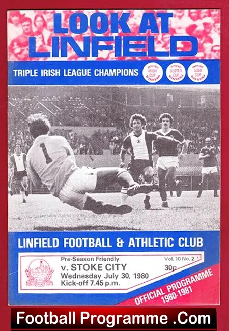 Linfield v Stoke City 1980 - Pre Season Friendly Match