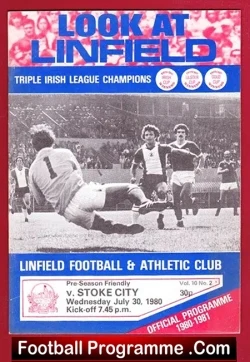 Linfield v Stoke City 1980 - Pre Season Friendly Match - football programme