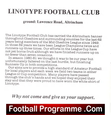 Linotype v Bramhall 1982 - Reserves Match