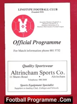 Linotype v Bramhall 1982 - Reserves Match - football programme