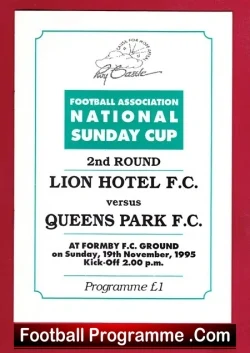Lion Hotel v Queens Park 1995 - Sunday Cup - football programme
