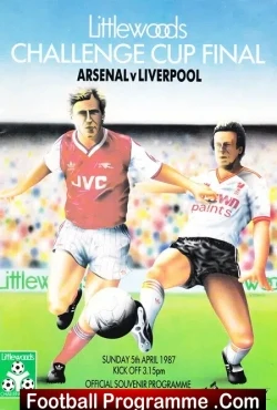 Liverpool v Arsenal 1987 - Challenge League Cup Final - football programme