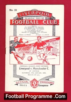 Liverpool v Manchester City 1953 - football programme