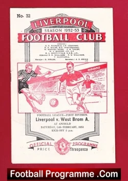 Liverpool v WBA 1953 - 1950s - football programme