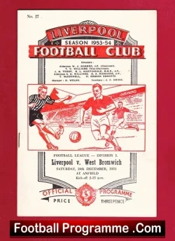 Liverpool v WBA 1953 - football programme