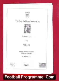 Lobster v Alder 2011 - Sunday Cup - football programme