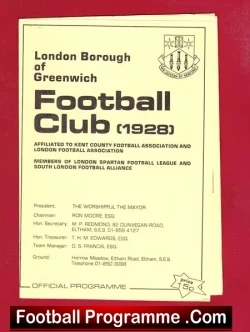 London Borough Of Greenwich v Charlton Athletic 1978 - football programme