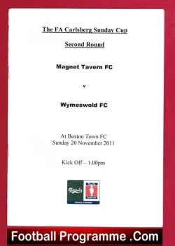 Magnet Tavern v Wymeswold 2011 - Sunday Cup - football programme
