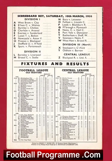 Manchester United v Cardiff City 1956