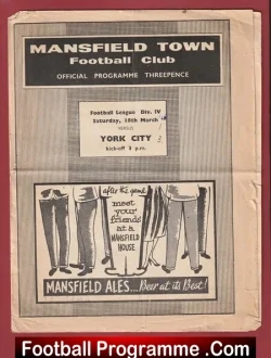 Mansfield Town v York City 1960 - football programme