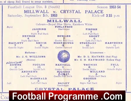 Millwall v Crystal Palace 1953