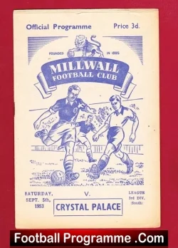 Millwall v Crystal Palace 1953 - football programme