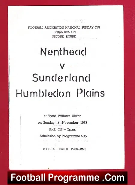 Nenthead v Sunderland Humbledon Plains 1988 – Sunday Cup