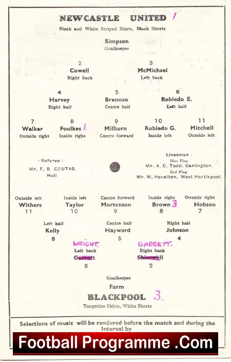 Newcastle United v Blackpool 1952