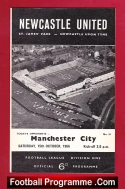 Newcastle United v Manchester City 1966 - football programme