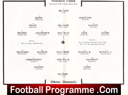 Newcastle United v Odense 1961 - Charity Match - Denmark Team