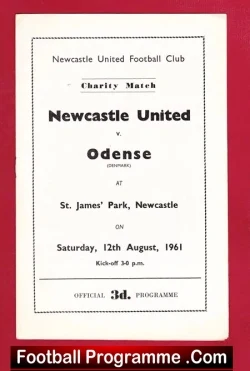 Newcastle United v Odense 1961 - Charity Match - Denmark Team - football programme
