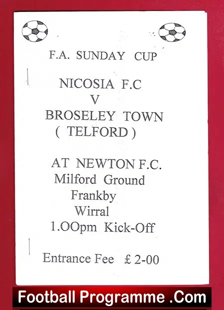 Nicosia v Broseley Town 2001 – Sunday Cup