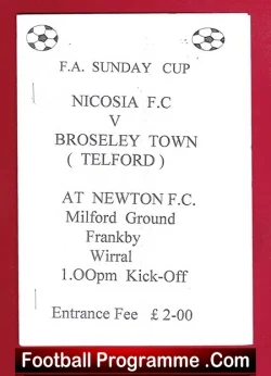 Nicosia v Broseley Town 2001 – Sunday Cup