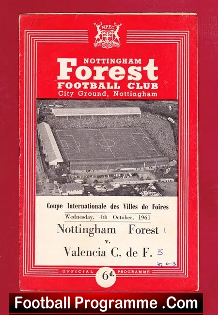 Nottingham Forest v Valencia 1961 – Inter Cities Fairs Cup