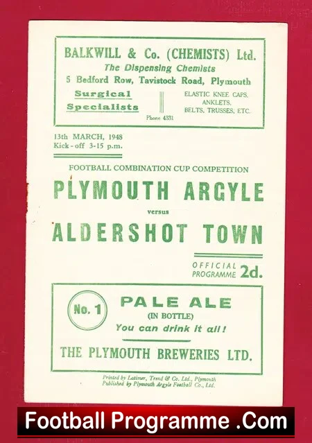 Plymouth Argyle v Aldershot 1948