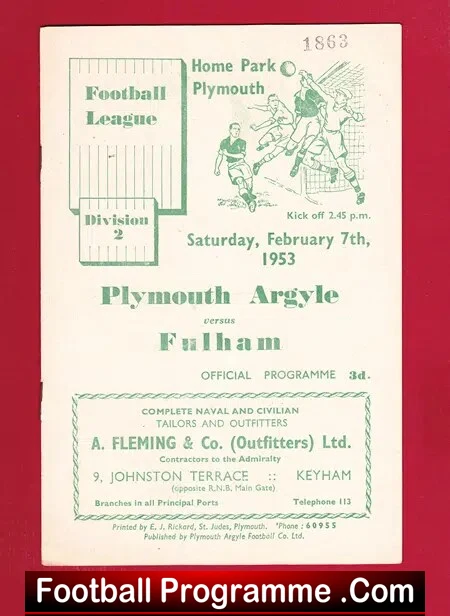 Plymouth Argyle v Fulham 1953