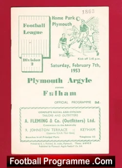 Plymouth Argyle v Fulham 1953
