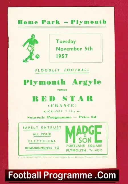 Plymouth Argyle v Red Star 1957 – France French Team