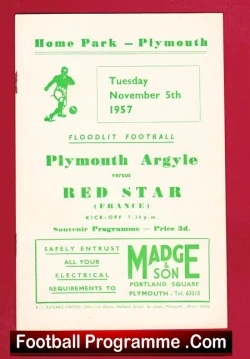 Plymouth Argyle v Red Star 1957 – France French Team