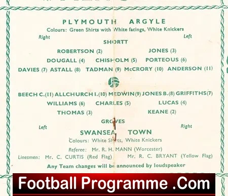 Plymouth Argyle v Swansea Town 1953